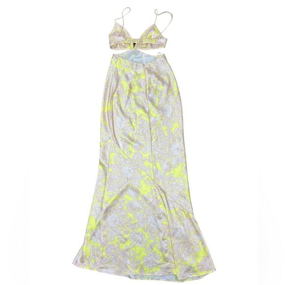 RUMER The Label x Revolve Yellow/Tan Harmony Resortwear Cut-Out Maxi Dress - Picture 2 of 10